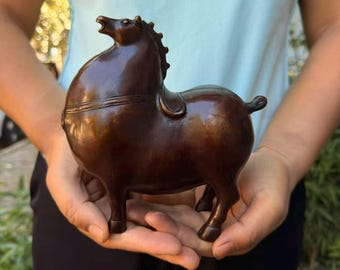 ブロンズ製の馬の頭の彫刻：終末論的な抽象芸術、室内装飾 - Etsy 日本
