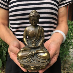 Tibet Nepal Vintage Antique Amitabha buddha statue buddhist praying Worship Idol Meditating Sculpture Eastern Enlightenment meditation M2553