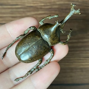 Solid Copper Beetle Statue, Decorations Brass Simulation Taurus Insect Desk Decoration Crafts Gift  Insects Home Living Room Ornaments AA070