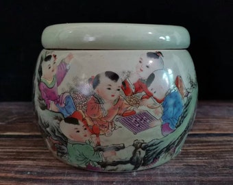 MT0051 Tarro de té de cerámica, maceta de bote de té, templo decorativo con arreglo floral, carrito de té de mariposa, colección de casas antiguas asiáticas