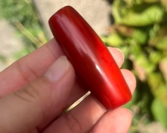 Tibet Dzi Bead Natural Red Agate Pendant Charm Tibetan Tianzhu Agate Gemstone Amulet Gift, Necklace Crafting Jewelry Making Supplies