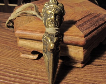 Vintage Antique Tibet Pestle pendant Charms, Solid copper secret copper, Vajra Demon Subduing God of Wealth Vajry Pestle Pendant Keychain