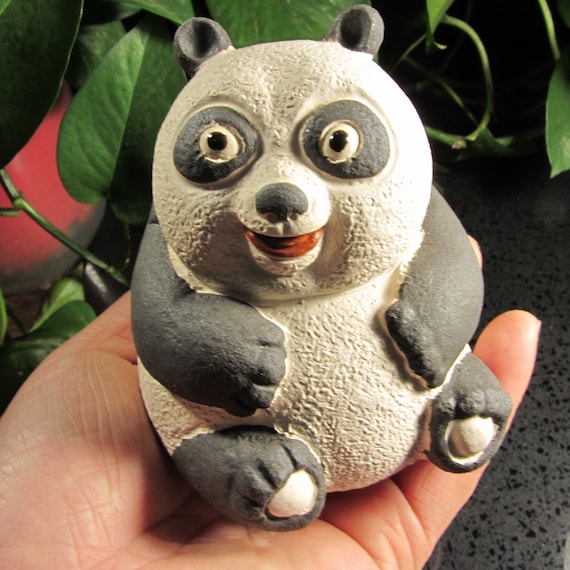 Panda Bear Statue, Zoo Animal, Clay Pottery Sculpture Figurine