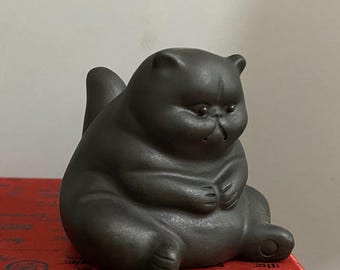 Yixing purple sand tea pet cat tea set boutique handmade ornaments angry cat sculpture crafts decorative ceramics Feng Shui Christmas MC9022