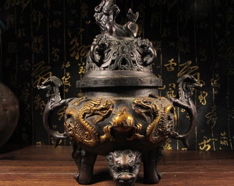 装飾青銅香炉：龍文、三脚香炉 - Etsy 日本