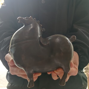 Bronze Fat Horse, Pure Copper Statue of Horse, Brass Sculpture Collectable Table Decor Animal Figurine for Living Room Home Decorations U709