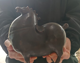 Bronze Fat Horse, Pure Copper Statue of Horse, Brass Sculpture Collectable Table Decor Animal Figurine for Living Room Home Decorations U709