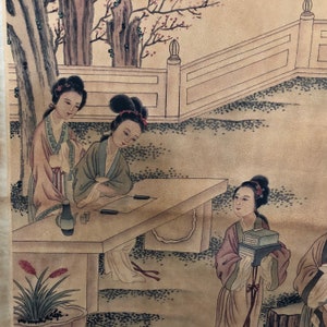 Lang Shining&#39;s Paintings On Kraft paper Antique boutique scroll painting character Signed and unframed Ancient maid portrait four beauties