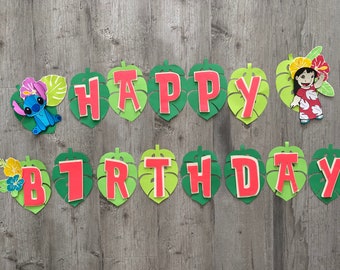 Lilo personalizado y estandarte de cumpleaños puntada