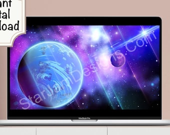 Scifi Space Art Desktop Wallpaper Screensaver, INSTANT DOWNLOAD, Computer and Laptop Background, Original High Quality Digital Painting
