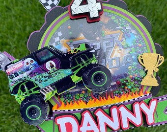 Monster Truck / Grave / Monster Truck/Party Decor/Cake Topper w/ Confetti