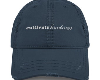 Cultivate Kindness Dad Hat, Cultivate Kindness, DISTRESSED TRUCKER HAT or Distressed Ponytail Messy Bun Cross Hat, Jesus hat, Christian  hat