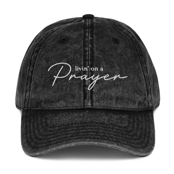 Livin' On A Prayer cap, Bon Jovi, Religious hat, Jesus lover gift, Religious Gift, Good Friday, Easter, Christmas, Baptism, Christmas Gift