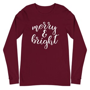 Merry and Bright Long Sleeve Shirt, Merry Christmas Shirt, Holiday Shirt for Women,Christmas Tee,Seasonal Shirt,Winter Shirt,Christmas Shirt