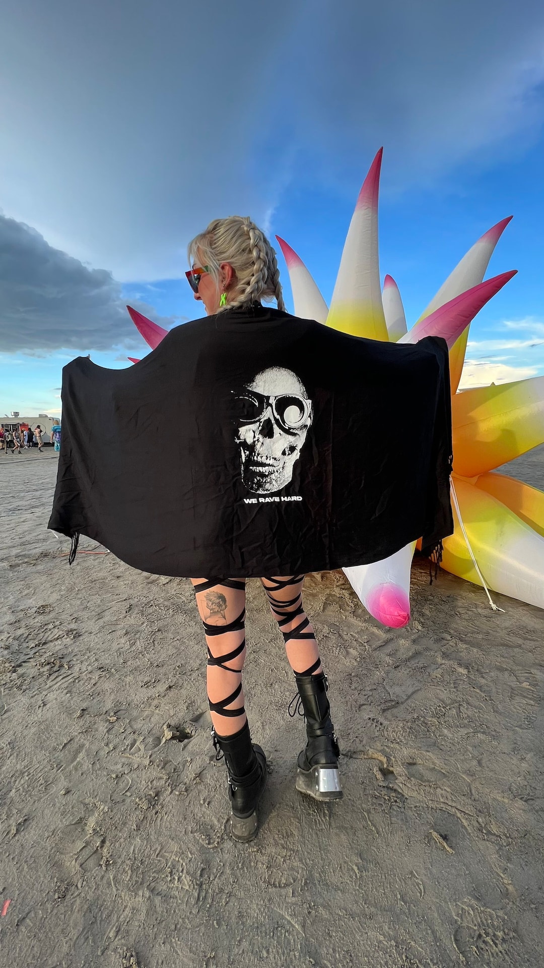 Rave Skull Head Pashmina - Festival Rave Scarf Wook Hippy Pash