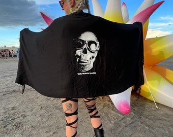 Rave Skull Head Pashmina - Festival Rave Scarf Wook Hippy Pash Unisex Colors Pashmina for Women and Men