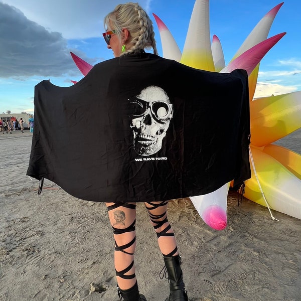 Rave Skull Head Pashmina - Festival Rave Scarf Wook Hippy Pash Unisex Colors Pashmina for Women and Men