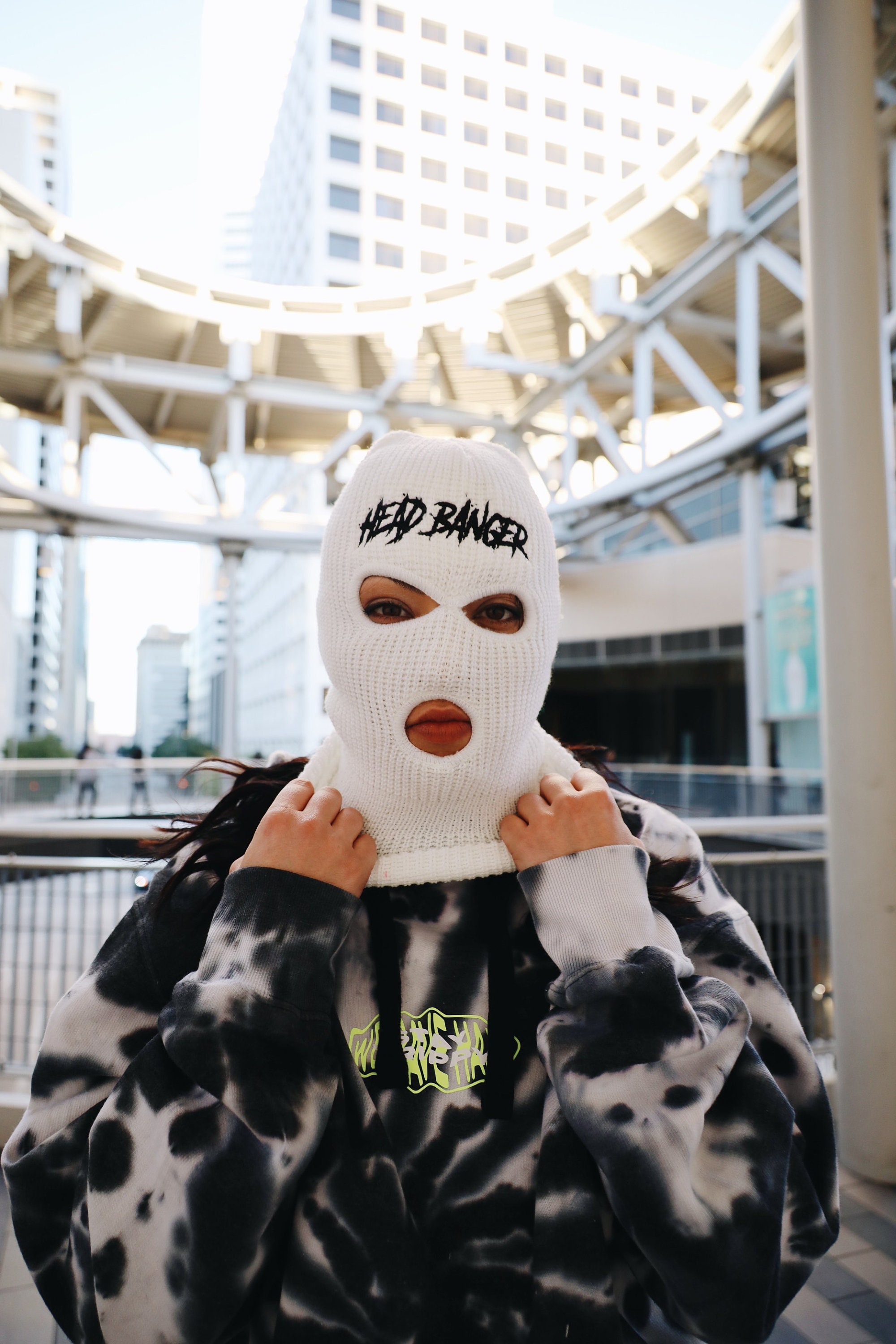 Excision All-Over 'Sliced' Logo Face Mask - Black/Grey