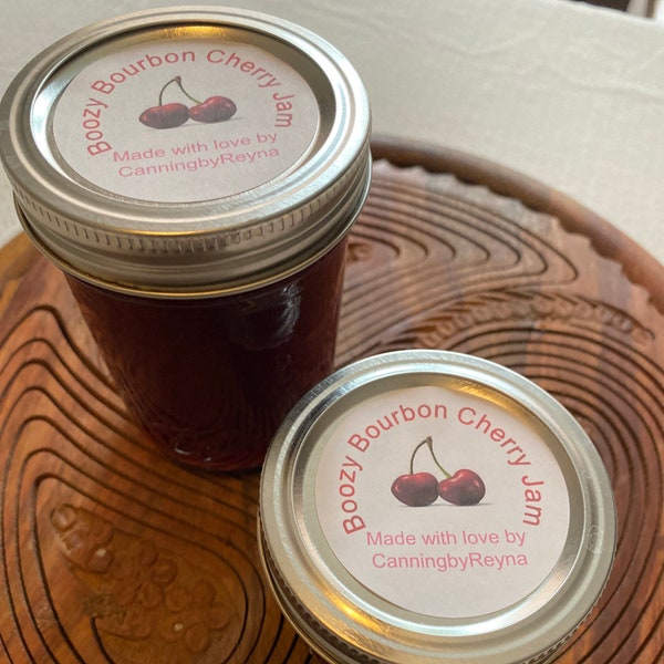 Boozy Bourbon Cherry Jam - Homemade!  Made with fresh organic cherries - great on toast or biscuits!