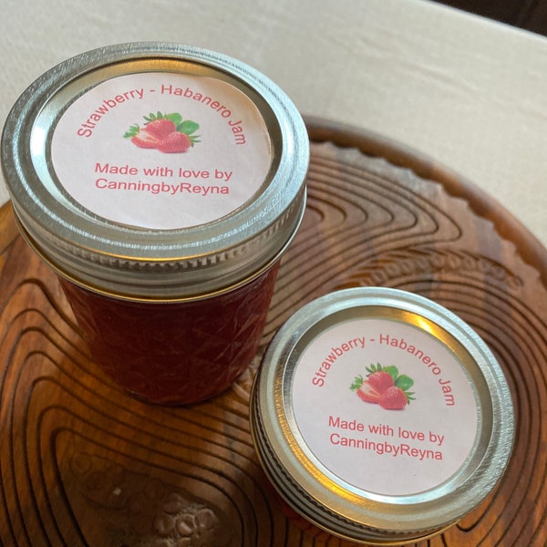 Strawberry Habanero Jam - Homemade!  Made with fresh organic strawberries and habanero peppers - great on toast or biscuits!