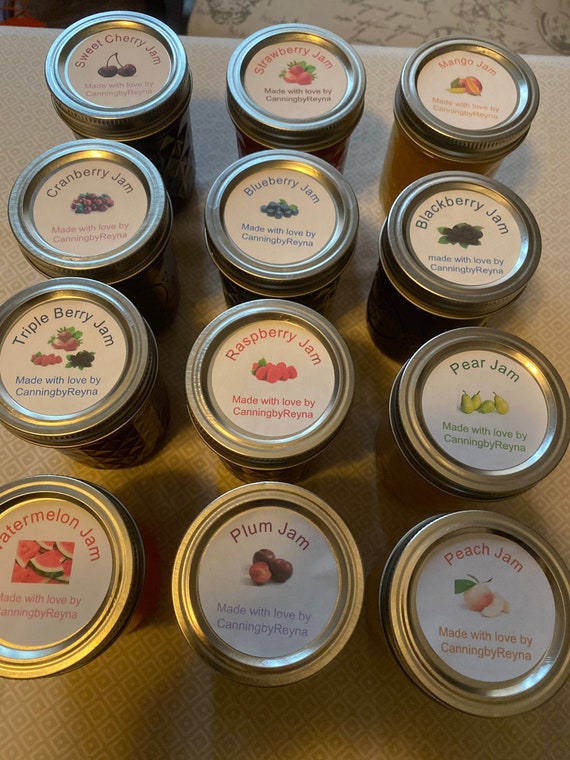 Bundle of 12 - 4oz OR 8oz Jams- Variety of Flavors! Homemade
