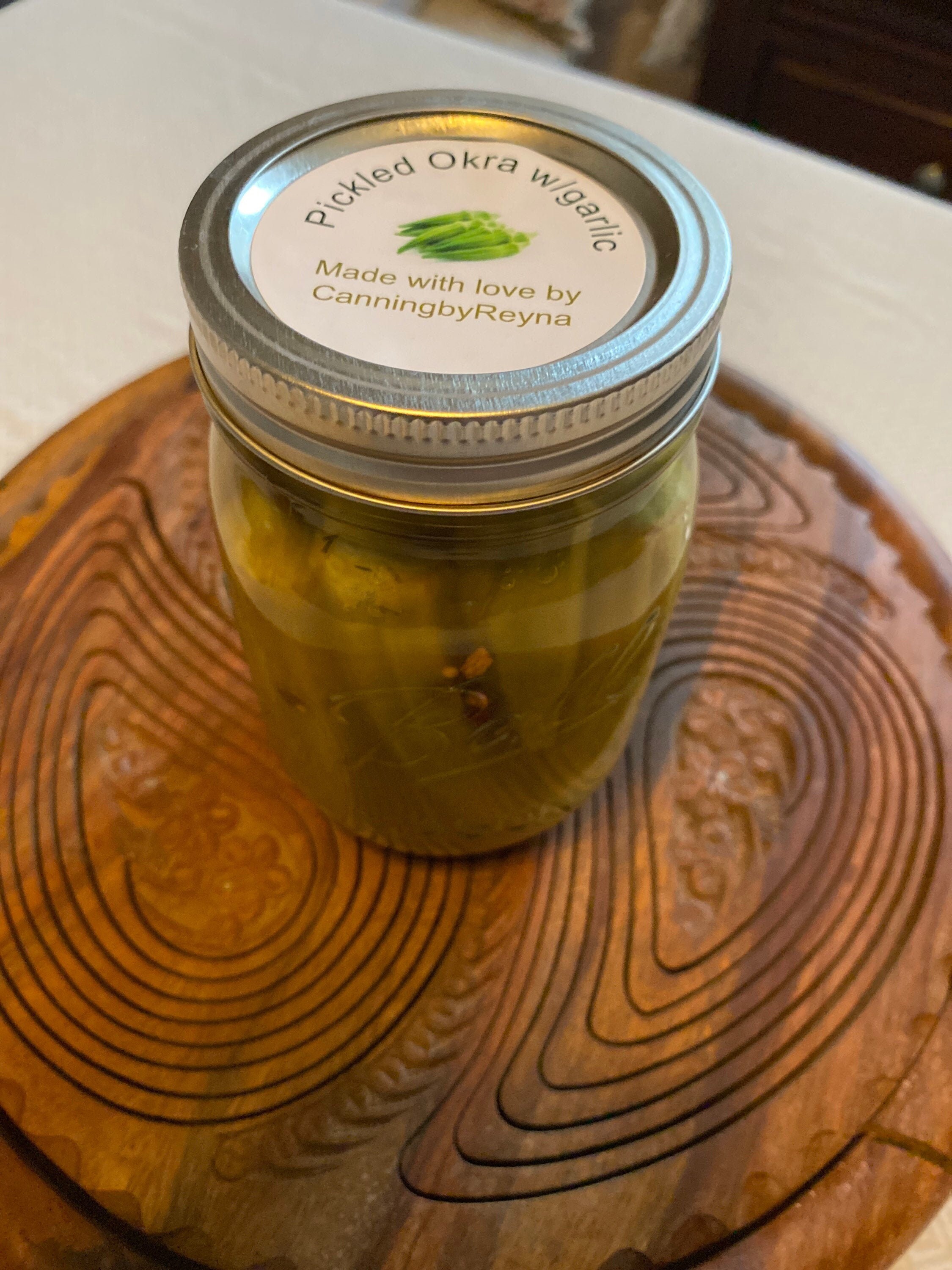 Homemade Pickled Okra with Garlic Clove Etsy