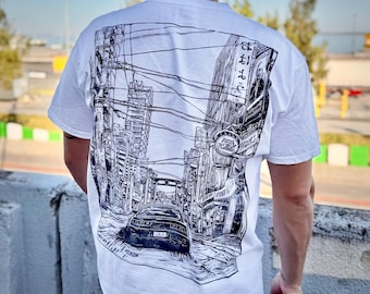 REVERSI: handbedrukt T-shirt/sweater met linosnede