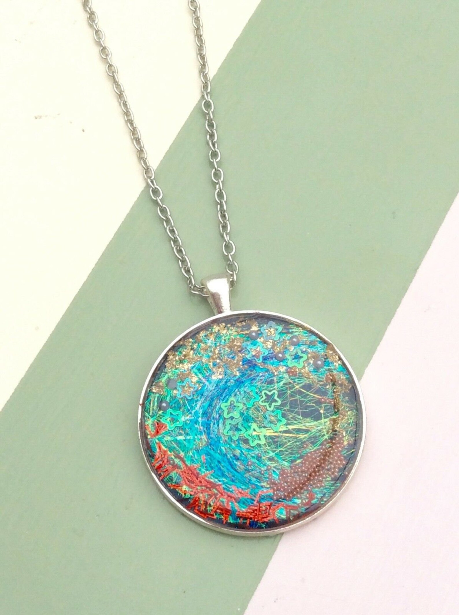 Beautiful Unique Handmade Silver Plated Resin Necklace With Etsy Australia