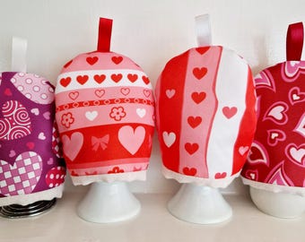 Love Heart Fabric Egg Cosy, Insulated Padded & Lined, Various Designs