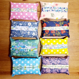 Mini Fabric Tissue Holder with Natural Bamboo Tissues, Various Designs