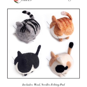 MillyRose Crafts Faceless Cats needle felting kit, suitable for beginners and older children