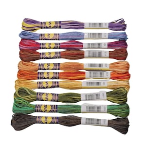 Variegated Thread 10 Piece Egyptian Cotton Variegated Skeins Mercerized Floss 8 Meters DMC Mouline Variation Cross Stitch Thread Skeins