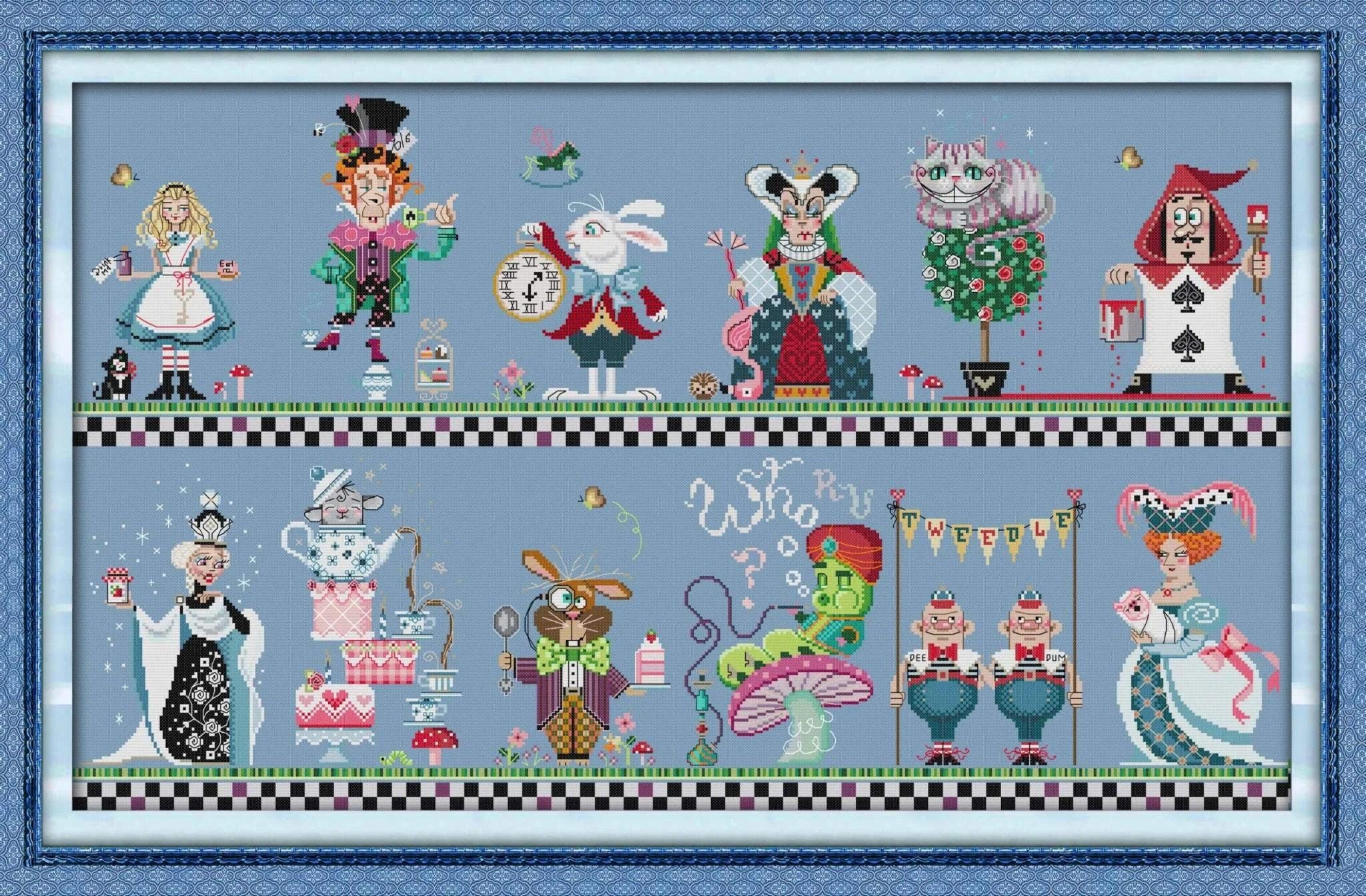 Alice in Wonderland Cross Stitch Kit DIY Beginner Alice in Wonderland Stamped & Counted 11/14ct Cross Stitch Kit