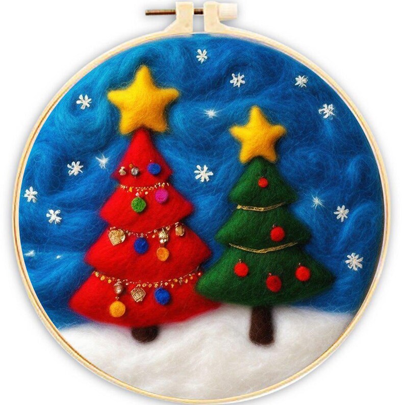 2D Christmas Needle Felting Kits Xmas Needle Painting Kits Perfect