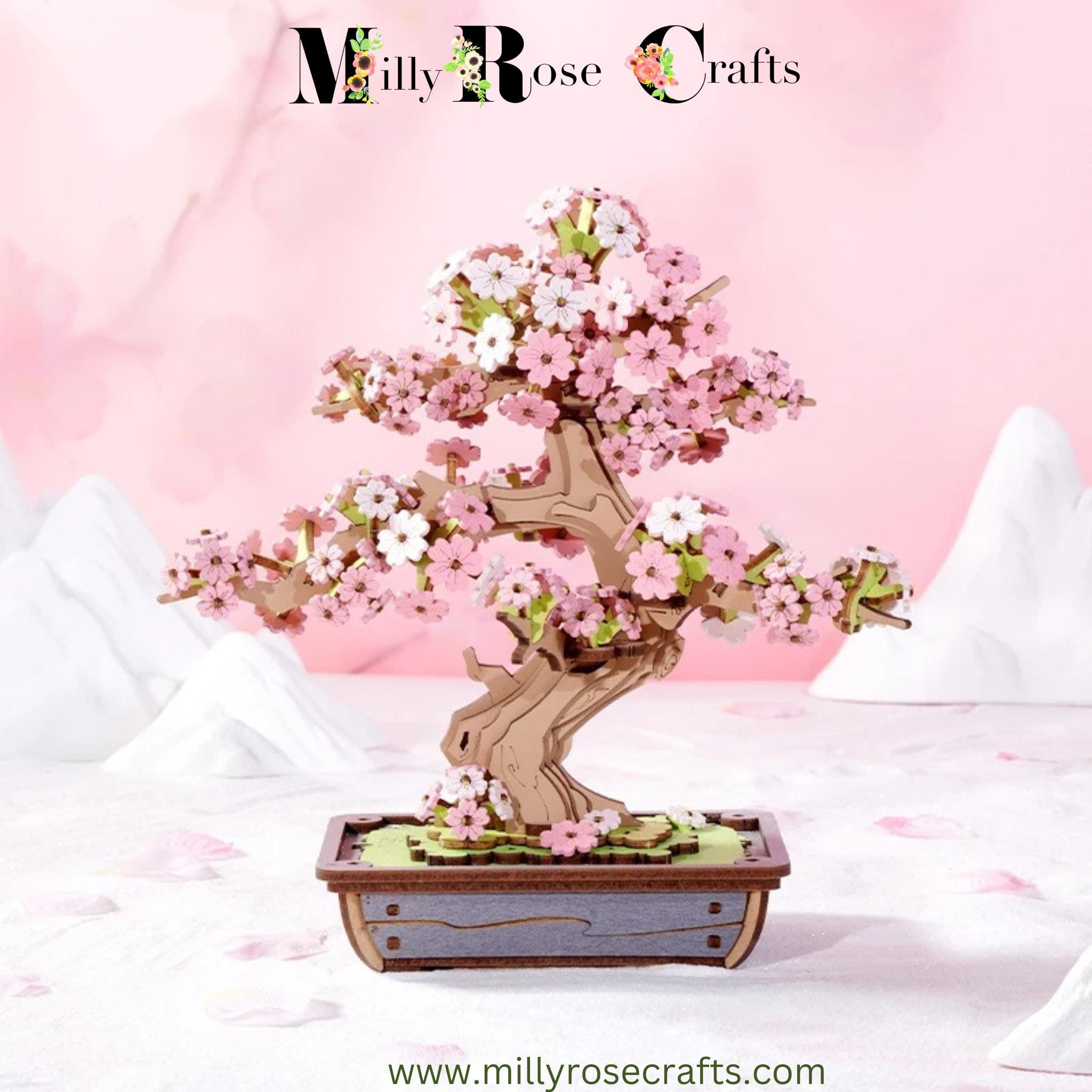 RFローラーSAKURA Rolife 3D Puzzle Sakura Bonsai Wooden Puzzle Evergreen Pine Model