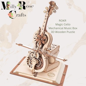 Robotime Rokr 3D Holzpuzzle Magie Cello Mechanische Spieluhr Symphonie der wunderschönen Träume Bastelset Design Geschenk für Familie