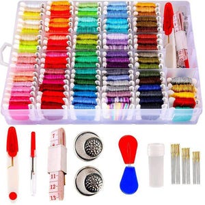 100 Colour Embroidery Threads and Tool Starter Set Embroidery Floss Cross Stitch Threads Bracelet String Kit with Organizer Storage Box