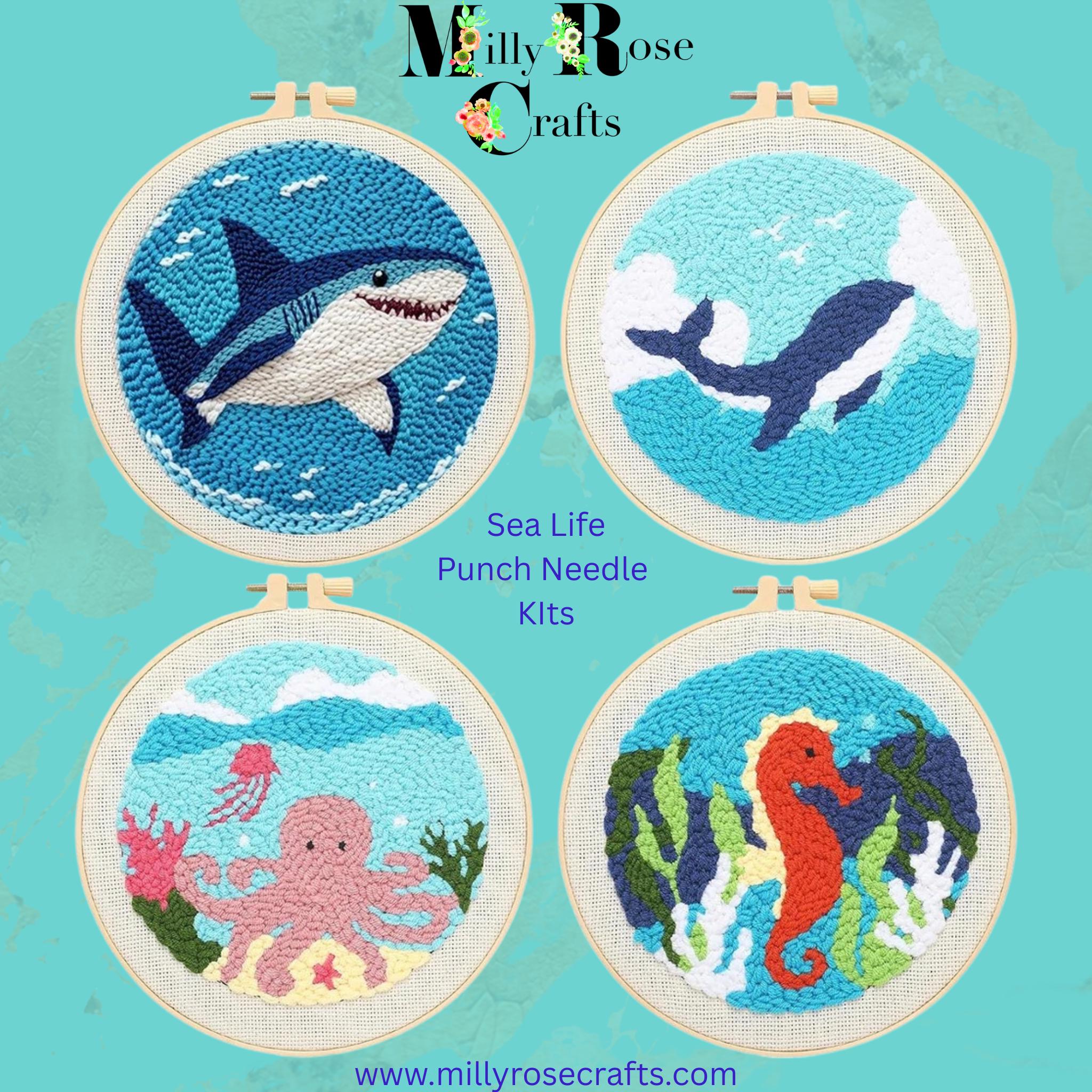 クジラパンチニードルキット タツノオトシゴ サメ タコ 刺繍キット