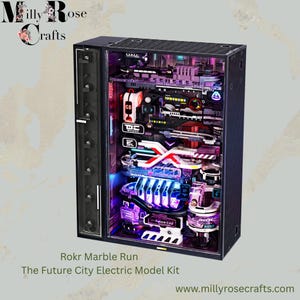 Rokr Parallel World The Future City Marble Run Electric Model Kits Last City Kit Adults 14+ 3D Puzzle LED Cyberpunk Mini City Executive Toy