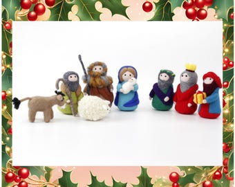 Felted Nativity Set Needle Felting Kit, Christmas Needle felting Kit, Three Wise Men Mary and Joseph figures Ideal Craft Gift Idea