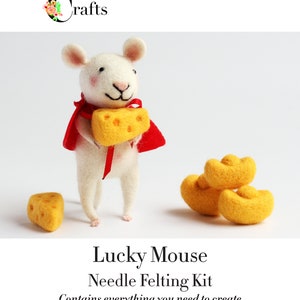 Needle Felting Kit for Beginners – Craft Kit with Felting Needles, wool and tools – Little Mouse – Perfect Craft Gift