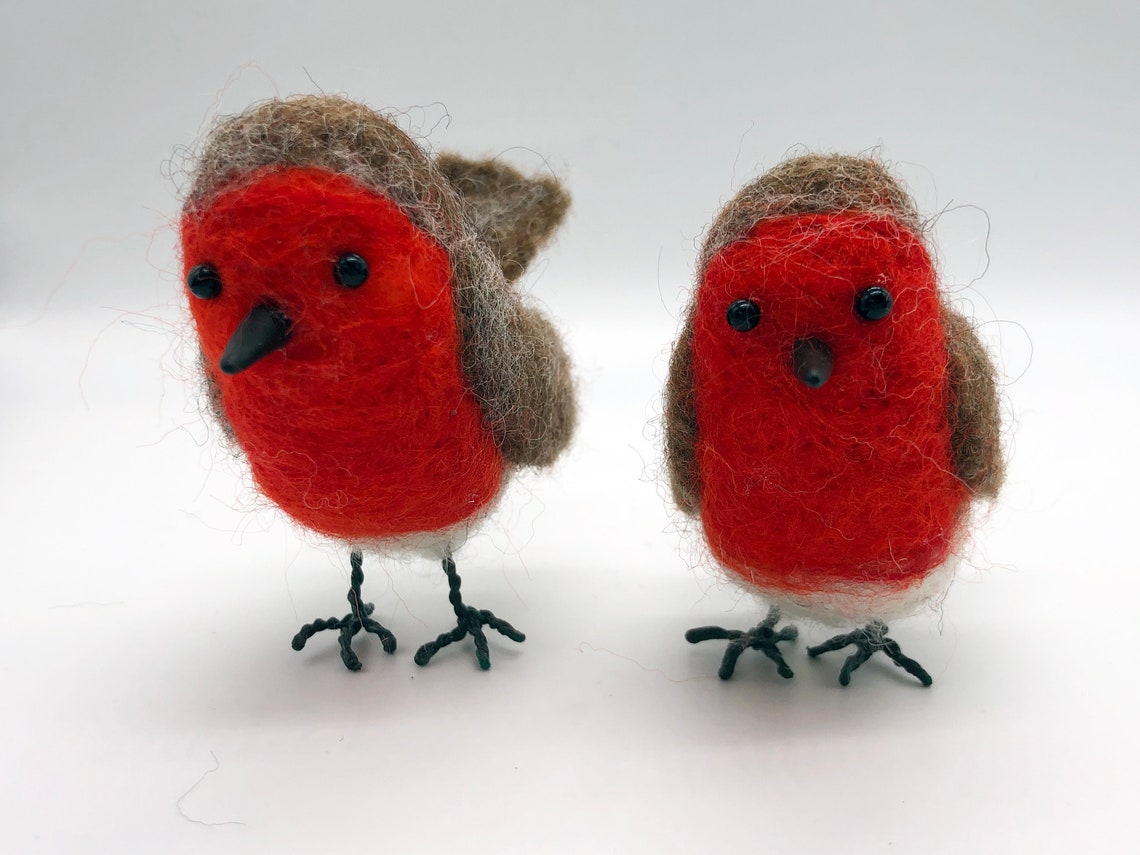Needle Felting Robin Kit Wool Roving Kit Needle Felting Etsy