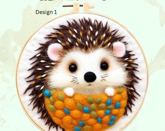 2D Needle Felting Kit Hedgehog Wool Painting Kit Fox Needle Felting Kit Squirrel Wool Painting Beginner Needle Felting Craft Gift Idea