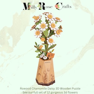 Robotime 3D Wooden Puzzle Rowood Flowers Bouquet Wooden Bloom Beginner Craft Model Kit Eternal Flowers Romantic Gift Birthday Mother's Day