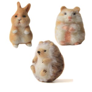 動物フェルトキット ハムスターフェルトキット 初心者向けハリネズミフェルトキット ウールポッキングキット あみぐるみニードルフェルト 大人向けクラフトギフトアイデアセット 2