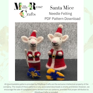 Christmas Mice Needle Felting Pattern pdf Felted Santa Mouse Xmas Felting Download Pattern Beginner&#39;s Needle Felting Guide pdf DIY Felting