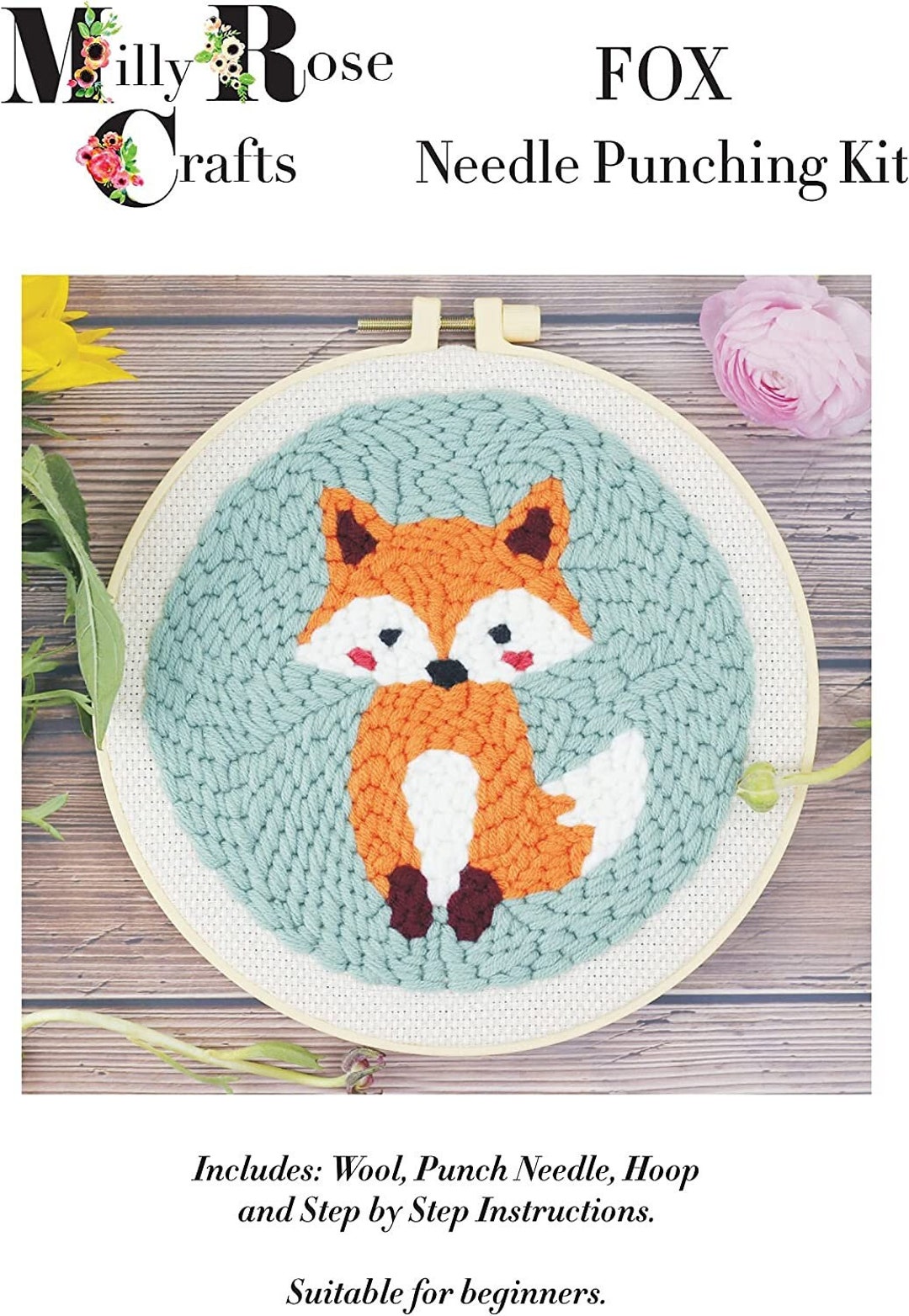 Millyrose Crafts Fox Punch Needle Kit Needle Punch Kit With - Etsy New ...