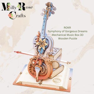3D Holzpuzzle Symphonie der wunderschönen Träume Cello Spieluhr Kit Intermediate Magic Cello Spieluhr Handwerk Kit Geschenk für die Familie