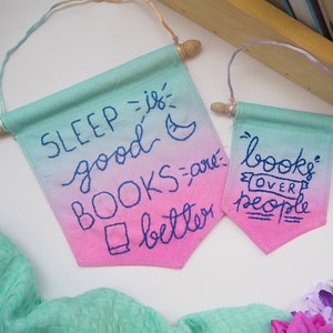 Bookish Room Decor | Hand Embroidered Banner | Bookish Banner Decor