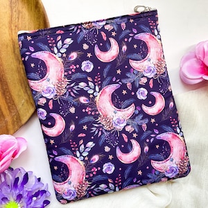 Moon Phases Book sleeve with Zipper | Fantasy iPad Sleeve | Halloween Book Sleeve | Gift for her | Gift for him